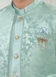 Jacket Style Indowestern In Mint Green Color