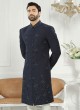 Groom Wear Beads Work Navy Blue Indowestern