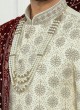 Zardosi Work Cream Sherwani For Dulha