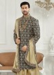 Thread Work Anarkali Style Sherwani For Groom