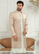 Jacket Style Peach Color Indowestern For Men