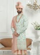 Mint Green Color Zardosi Work Sherwani For Dulha