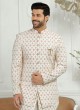 Stylish Off White Color Indowestern For Dulha