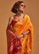 Mustard Yellow Wedding Wear Handloom Silk Saree