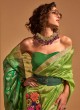 Parrot Green Woven Handloom Silk Designer Saree