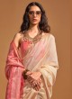 Stunning Cream Handloom Silk Contemporary Saree