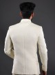 Jacquard Silk Jodhpuri Suit In Cream Color