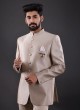 Imported Fabric Jodhpuri Suit In Golden Cream Color