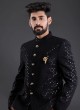 Sequins Work Jodhpuri Suit In Black Color