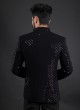 Sequins Work Jodhpuri Suit In Black Color