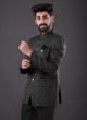 Thread Work Jodhpuri Suit In Grey Color