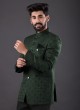 Jacquard Silk Mehndi Green Color Jodhpuri Suit