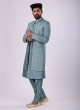 Art silk Indowestern In Sea Green Color