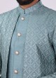 Art silk Indowestern In Sea Green Color