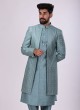 Art silk Indowestern In Sea Green Color