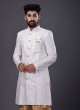 Thread Work Indowestern In White Color