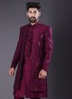 Silk Jacket Style Indowestern In Wine Color