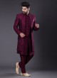 Silk Jacket Style Indowestern In Wine Color