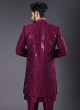 Silk Jacket Style Indowestern In Wine Color