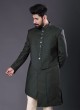 Imported Silk Indowestern In Green Color