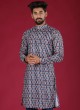 Cotton Silk Printed Kurta Pajama For Mens