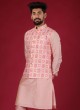 Wedding Wear Nehru Jacket Suit In Pink Color