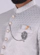 Thread Work Jodhpuri Suit In Grey Color