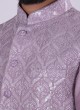 Sequins Work Nehru Jacket In Purple Color
