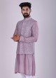 Sequins Work Nehru Jacket In Purple Color