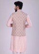 Thread Work Jodhpuri Suit In Peach Color