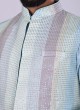 Sequins Work Nehru Jacket Set In Sky Blue Color