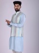 Sequins Work Nehru Jacket Set In Sky Blue Color