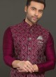 Wine Color Nehru Jacket In Art Silk Fabric