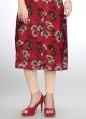Floral Printed Straight Cut Kurti In Red Color