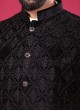 Velvet Nehru Jacket In Black Color