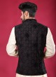 Velvet Nehru Jacket In Black Color