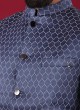 Jacquard Silk Blue Color Nehru Jacket In Blue Color