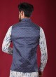 Jacquard Silk Blue Color Nehru Jacket In Blue Color