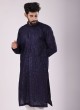 Georgette Kurta Pajama In Navy Blue Color