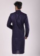 Georgette Kurta Pajama In Navy Blue Color