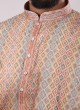 Printed Kurta Pajama In Yellow Color