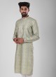 Wedding Wear Kurta Pajama In Green Color