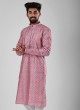 Art Silk Wedding Wear Kurta In Pink Color