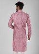 Art Silk Wedding Wear Kurta In Pink Color
