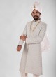 Lucknowi Work Sherwani In Pista Color