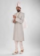 Lucknowi Work Sherwani In Pista Color