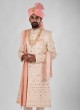 Art silk Groom Wear sherwani In Peach Color