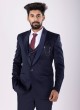 Festive Wear Navy Blue Color Suit