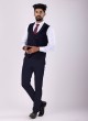 Festive Wear Navy Blue Color Suit