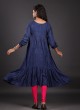 A-Line Cotton Kurti In Blue Color